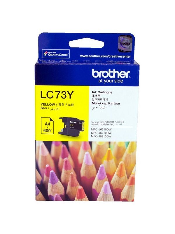 LC73Y Brother Genuine Ink Cartridge, Yellow, Page Yield up to 600 Pages