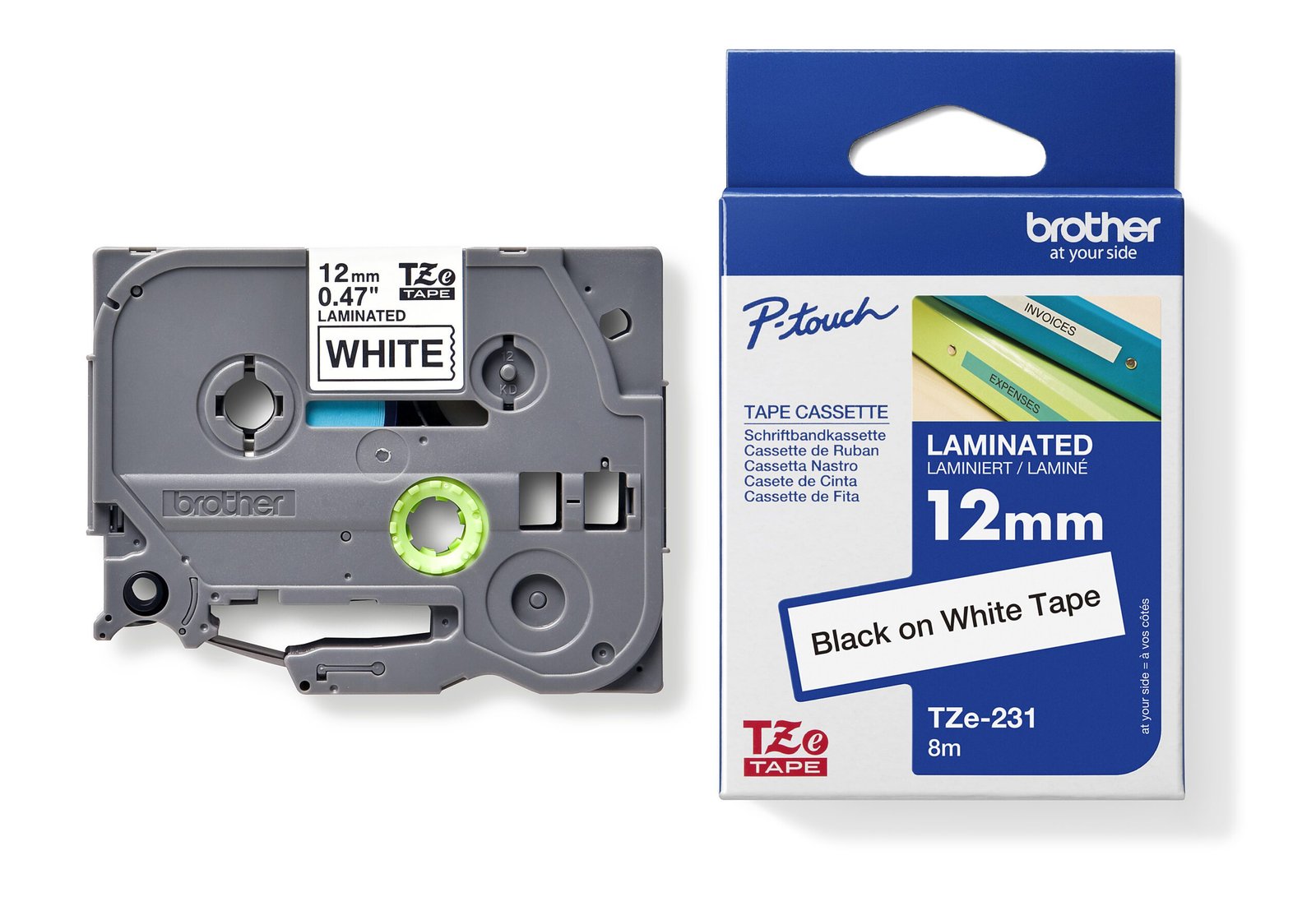 Brother TZe-231 Black On White Tape - 12mm (8m)