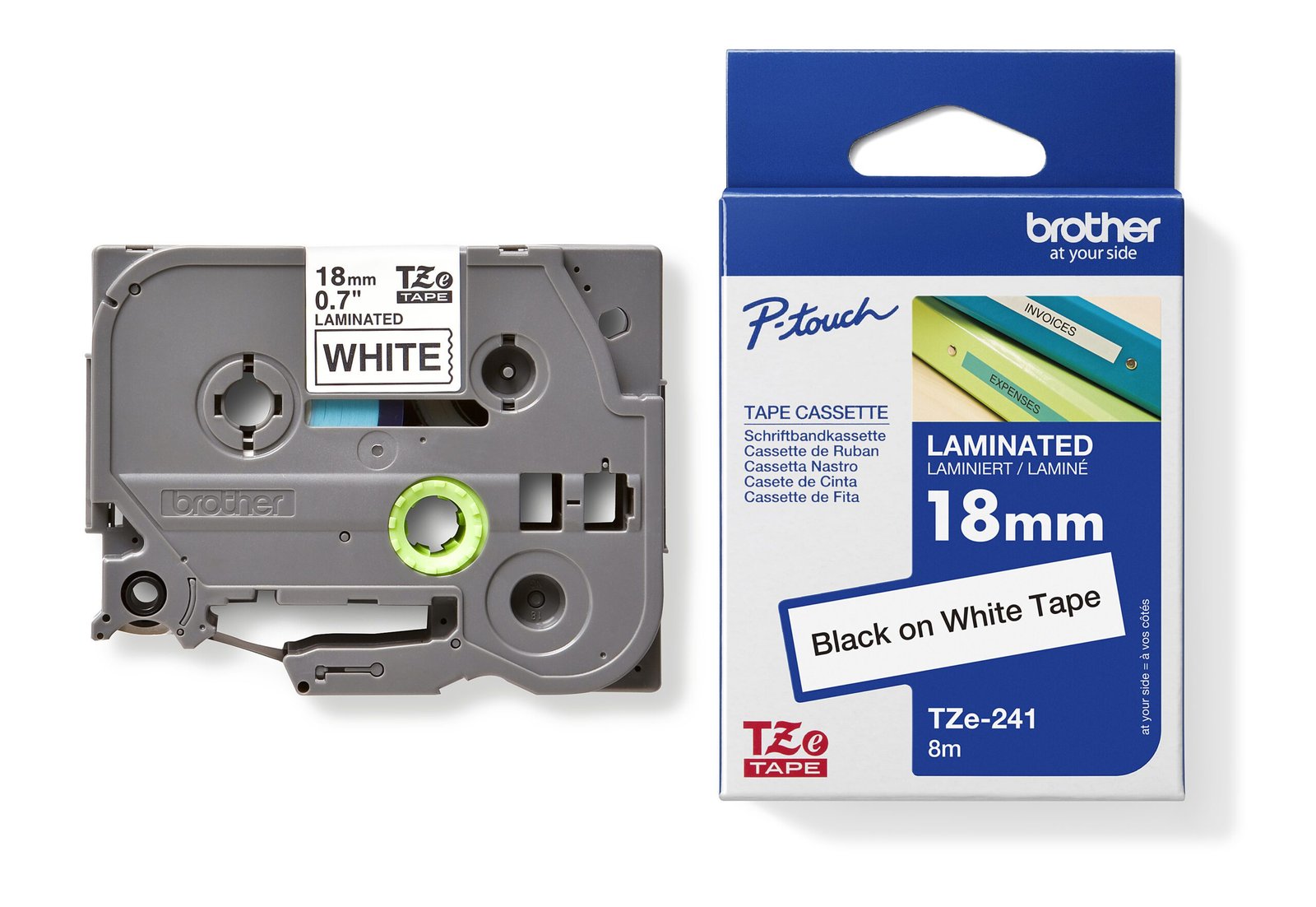Brother TZe-241 Black On White Tape - 18mm